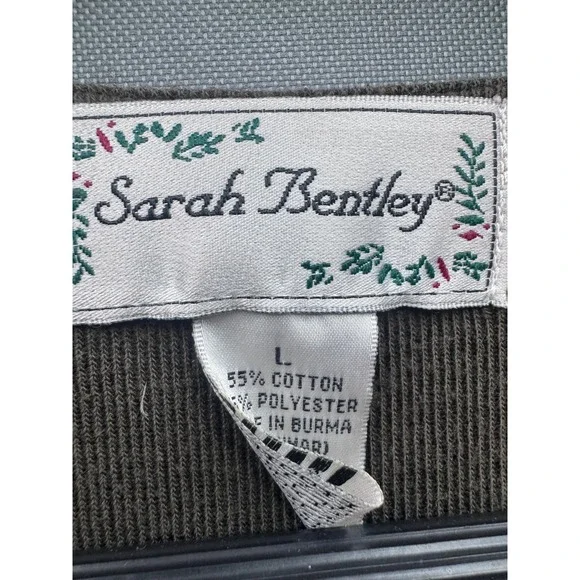 Sarah Bentley Vintage Womens Cardigan Sweater Olive Green Button Front Size L - Picture 8 of 8